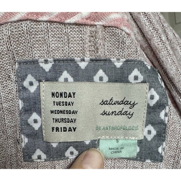 Anthropologie Saturday Sunday Acadia Cloudfleece Ribbed Cardigan Open Small - Picture 8 of 12
